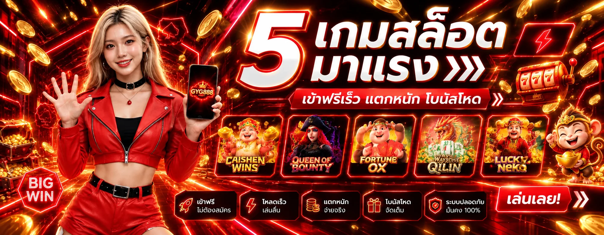 แบนเนอร์ GYG888 สล็อตและค่ายเกมยอดนิยม